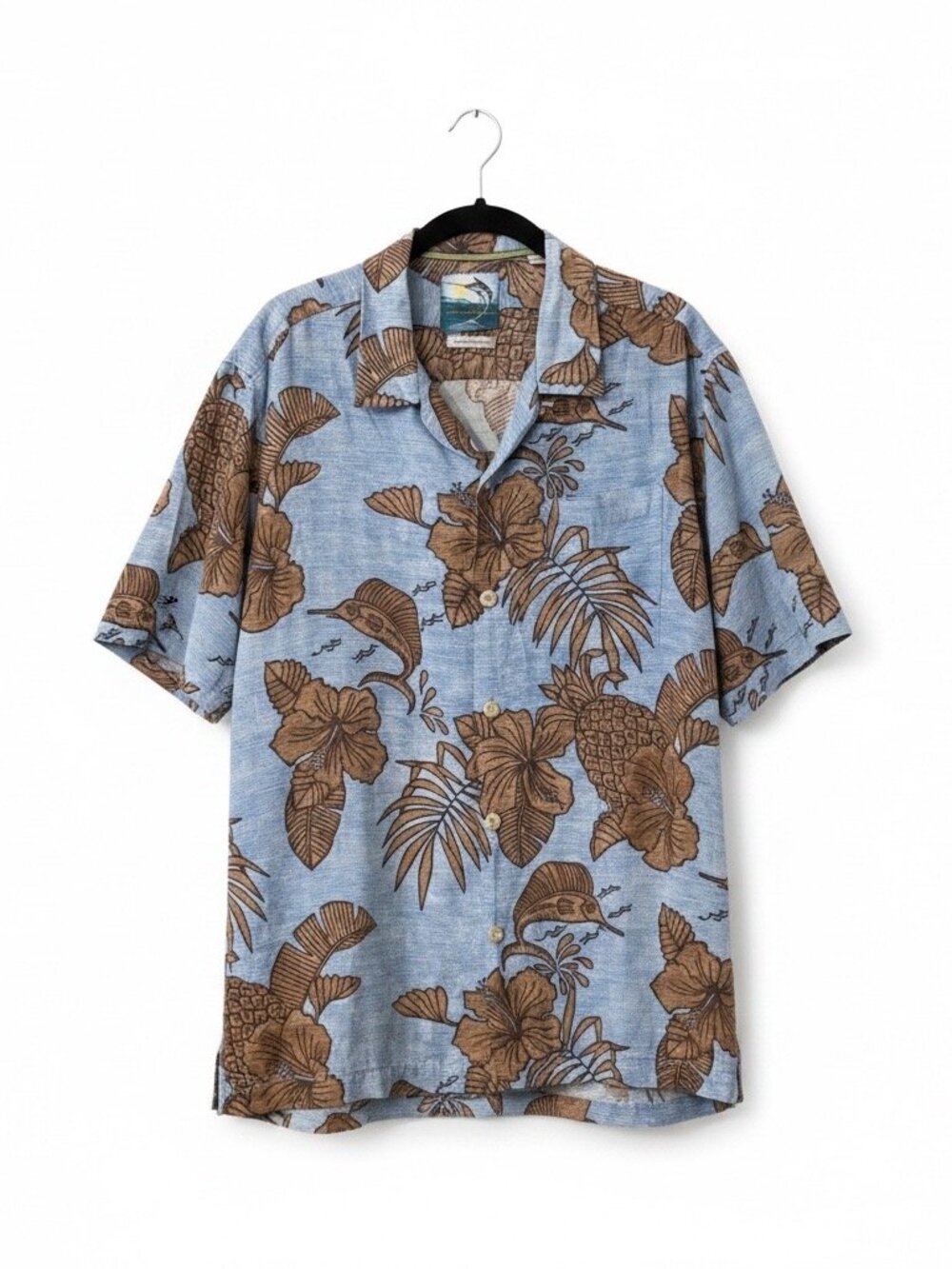 Tommy Bahama Men’s Silk Hawaiian Shirt Island Camp Tropical Resort Large